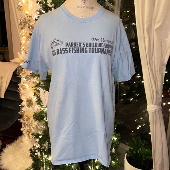 Port and Company Other - Big Bass Fishing Tournament t-shirt Blue mens shirt shortsleeeve essential tee L